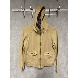 VTG Ralph Lauren Jacket Women L Beige Full Zip Hooded Sweatshirt Black Label Y2K